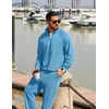 image:imageCOOFANDY Mens Tracksuit 2 Piece Relaxed Fit Halfzip Sweatsuits Athletic Running Jogging Suit SetsLight Blue
