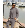 image:imageCOOFANDY Mens Tracksuit 2 Piece Relaxed Fit Halfzip Sweatsuits Athletic Running Jogging Suit SetsLight Grey