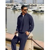 image:imageCOOFANDY Mens Tracksuit 2 Piece Relaxed Fit Halfzip Sweatsuits Athletic Running Jogging Suit SetsNavy Blue