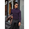 image:imageCOOFANDY Mens Turtleneck Shirts Slim Fit Shirt Tops Lightweight Pullover Basic Sweater Casual Long Sleeve ShirtDark Purple