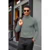 image:imageCOOFANDY Mens Turtleneck Shirts Slim Fit Shirt Tops Lightweight Pullover Basic Sweater Casual Long Sleeve ShirtGray Green