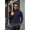 image:imageCOOFANDY Mens Turtleneck Shirts Slim Fit Shirt Tops Lightweight Pullover Basic Sweater Casual Long Sleeve ShirtNavy Blue