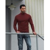 image:imageCOOFANDY Mens Turtleneck Shirts Slim Fit Shirt Tops Lightweight Pullover Basic Sweater Casual Long Sleeve ShirtWine Red