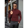 image:imageCOOFANDY Mens Turtleneck Shirts Slim Fit Shirt Tops Lightweight Pullover Basic Sweater Casual Long Sleeve ShirtWine Red