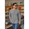 image:imageCOOFANDY Mens Waffle Henley Shirts Long Sleeve Pullover Shirt Casual Knit TShirt Lightweight Basic TeesDark Grey