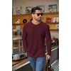 image:imageCOOFANDY Mens Waffle Henley Shirts Long Sleeve Pullover Shirt Casual Knit TShirt Lightweight Basic TeesDark Red