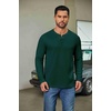 image:imageCOOFANDY Mens Waffle Henley Shirts Long Sleeve Pullover Shirt Casual Knit TShirt Lightweight Basic TeesLake Green