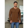 image:imageCOOFANDY Mens Waffle Henley Shirts Long Sleeve Pullover Shirt Casual Knit TShirt Lightweight Basic TeesLight Brown