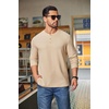 image:imageCOOFANDY Mens Waffle Henley Shirts Long Sleeve Pullover Shirt Casual Knit TShirt Lightweight Basic TeesLight Coffee