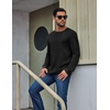 image:imageCOOFANDY Mens Waffle Long Sleeve Shirt Crew Neck Cotton Blend Basic T ShirtBlack