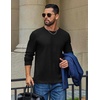 image:imageCOOFANDY Mens Waffle Long Sleeve Shirt Crew Neck Cotton Blend Basic T ShirtBlack