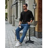 image:imageCOOFANDY Mens Waffle Long Sleeve Shirt Crew Neck Cotton Blend Basic T ShirtBlack