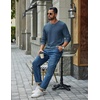 image:imageCOOFANDY Mens Waffle Long Sleeve Shirt Crew Neck Cotton Blend Basic T ShirtIndigo
