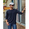 image:imageCOOFANDY Mens Waffle Long Sleeve Shirt Crew Neck Cotton Blend Basic T ShirtNavy Blue