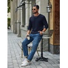 image:imageCOOFANDY Mens Waffle Long Sleeve Shirt Crew Neck Cotton Blend Basic T ShirtNavy Blue