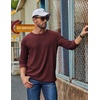 image:imageCOOFANDY Mens Waffle Long Sleeve Shirt Crew Neck Cotton Blend Basic T ShirtWine Red