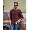 image:imageCOOFANDY Mens Waffle Long Sleeve Shirt Crew Neck Cotton Blend Basic T ShirtWine Red