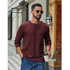 image:imageCOOFANDY Mens Waffle Long Sleeve Shirt Crew Neck Cotton Blend Basic T ShirtWine Red
