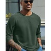 image:imageCOOFANDY Mens Waffle Long Sleeve Shirt Crew Neck TShirts Cotton Tee ShirtsArmy Green