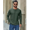 image:imageCOOFANDY Mens Waffle Long Sleeve Shirt Crew Neck TShirts Cotton Tee ShirtsArmy Green