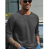 image:imageCOOFANDY Mens Waffle Long Sleeve Shirt Crew Neck TShirts Cotton Tee ShirtsDark Grey