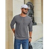 image:imageCOOFANDY Mens Waffle Long Sleeve Shirt Crew Neck TShirts Cotton Tee ShirtsGrey