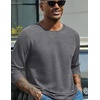image:imageCOOFANDY Mens Waffle Long Sleeve Shirt Crew Neck TShirts Cotton Tee ShirtsGrey