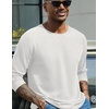 image:imageCOOFANDY Mens Waffle Long Sleeve Shirt Crew Neck TShirts Cotton Tee ShirtsWhite