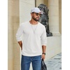 image:imageCOOFANDY Mens Waffle Long Sleeve Shirt Crew Neck TShirts Cotton Tee ShirtsWhite