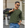 image:imageCOOFANDY Mens Waffle Long Sleeve Shirt Crewneck T Shirt Casual Pullover TeeArmy Green