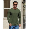 image:imageCOOFANDY Mens Waffle Long Sleeve Shirt Crewneck T Shirt Casual Pullover TeeArmy Green