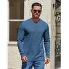 image:imageCOOFANDY Mens Waffle Long Sleeve Shirt Crewneck T Shirt Casual Pullover TeeBlue