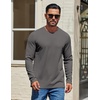 image:imageCOOFANDY Mens Waffle Long Sleeve Shirt Crewneck T Shirt Casual Pullover TeeDark Gray