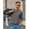 image:imageCOOFANDY Mens Waffle Long Sleeve Shirt Crewneck T Shirt Casual Pullover TeeDark Gray