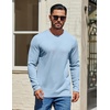 image:imageCOOFANDY Mens Waffle Long Sleeve Shirt Crewneck T Shirt Casual Pullover TeeLight Blue