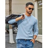 image:imageCOOFANDY Mens Waffle Long Sleeve Shirt Crewneck T Shirt Casual Pullover TeeLight Blue