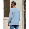 image:imageCOOFANDY Mens Waffle Long Sleeve Shirt Crewneck T Shirt Casual Pullover TeeLight Blue