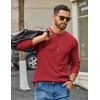 image:imageCOOFANDY Mens Waffle Long Sleeve Shirt Crewneck T Shirt Casual Pullover TeeRed