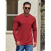 image:imageCOOFANDY Mens Waffle Long Sleeve Shirt Crewneck T Shirt Casual Pullover TeeRed