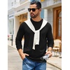 image:imageCOOFANDY Mens Waffle Long Sleeve Shirts Casual Crew Neck T Shirt Soft TeesAll Black