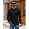 image:imageCOOFANDY Mens Waffle Long Sleeve Shirts Casual Crew Neck T Shirt Soft TeesAll Black