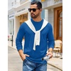 image:imageCOOFANDY Mens Waffle Long Sleeve Shirts Casual Crew Neck T Shirt Soft TeesBlue