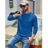 image:imageCOOFANDY Mens Waffle Long Sleeve Shirts Casual Crew Neck T Shirt Soft TeesBlue
