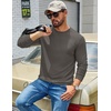 image:imageCOOFANDY Mens Waffle Long Sleeve Shirts Casual Crew Neck T Shirt Soft TeesDark Grey