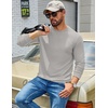 image:imageCOOFANDY Mens Waffle Long Sleeve Shirts Casual Crew Neck T Shirt Soft TeesLight Grey