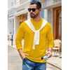 image:imageCOOFANDY Mens Waffle Long Sleeve Shirts Casual Crew Neck T Shirt Soft TeesYellow