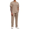 image:imageCOOFANDY Mens 2 Piece Outfit Quarter Zip Short Sleeve Top amp Pants SetKhaki