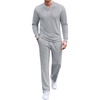 image:imageCOOFANDY Mens 2 Piece Tracksuit Set Polo Athletic Sweatsuit Quarter Zip Jogging Long Sleeve Casual Sports OutfitsLight Grey