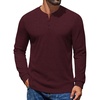 image:imageCOOFANDY Mens Henley Shirts Long Sleeve Button T Shirts Casual Pullover TeeWine Red
