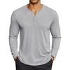image:imageCOOFANDY Mens Henley Shirts Long Sleeve Lightweight Casual Basic TShirtLight Grey